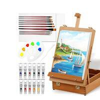 Без бренда «Набор подарочный «Две картинки» 27 предметов: этюдник 35 см из бука, краски акрил 12x12 мл, 2 холста 22x30 на мдф, 10 кистей, мастихин, палитра» в Череповце в интернет-магазине Без бренда «Набор подарочный «Две картинки» 27 предметов: этюдник 35 см из бука, краски акрил 12x12 мл, 2 холста 22x30 на мдф, 10 кистей, мастихин, палитра» в Череповце