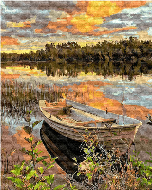 Картина по номерам 40x50 Лодка на реке