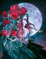 Без бренда «Девушка с розами в волосах на фоне луны» в Череповце в интернет-магазине Без бренда «Девушка с розами в волосах на фоне луны» в Череповце