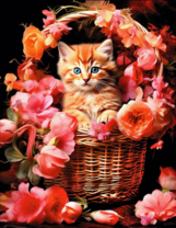 Без бренда «Рыжий котенок в корзине с цветами» в Череповце в интернет-магазине  Без бренда «Рыжий котенок в корзине с цветами» в Череповце