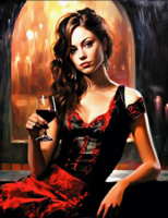 Без бренда «Обворожительная брюнетка с бокалом красного вина» в Череповце