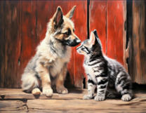 Без бренда «Знакомство котенка и щенка» в Череповце в интернет-магазине  Без бренда «Знакомство котенка и щенка» в Череповце