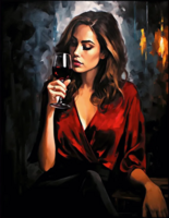 Без бренда «Девушка в красном платье с бокалом вина» в Череповце