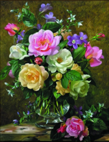 Красочный яркий букет в вазе на столе