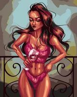 Без бренда «Девушка в нижнем белье с бокалом вина» в Череповце